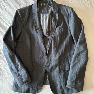 All Saints Ballast Jacket Blazer Size 40 Black Linen